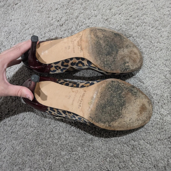 Kate Spade Heels Size 9.5 Red Kelsey Leopard Print Mary Jane Pumps - Picture 6 of 8